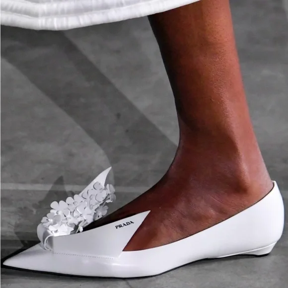 Prada White Floral Embellished Heels - Picture 6 of 7